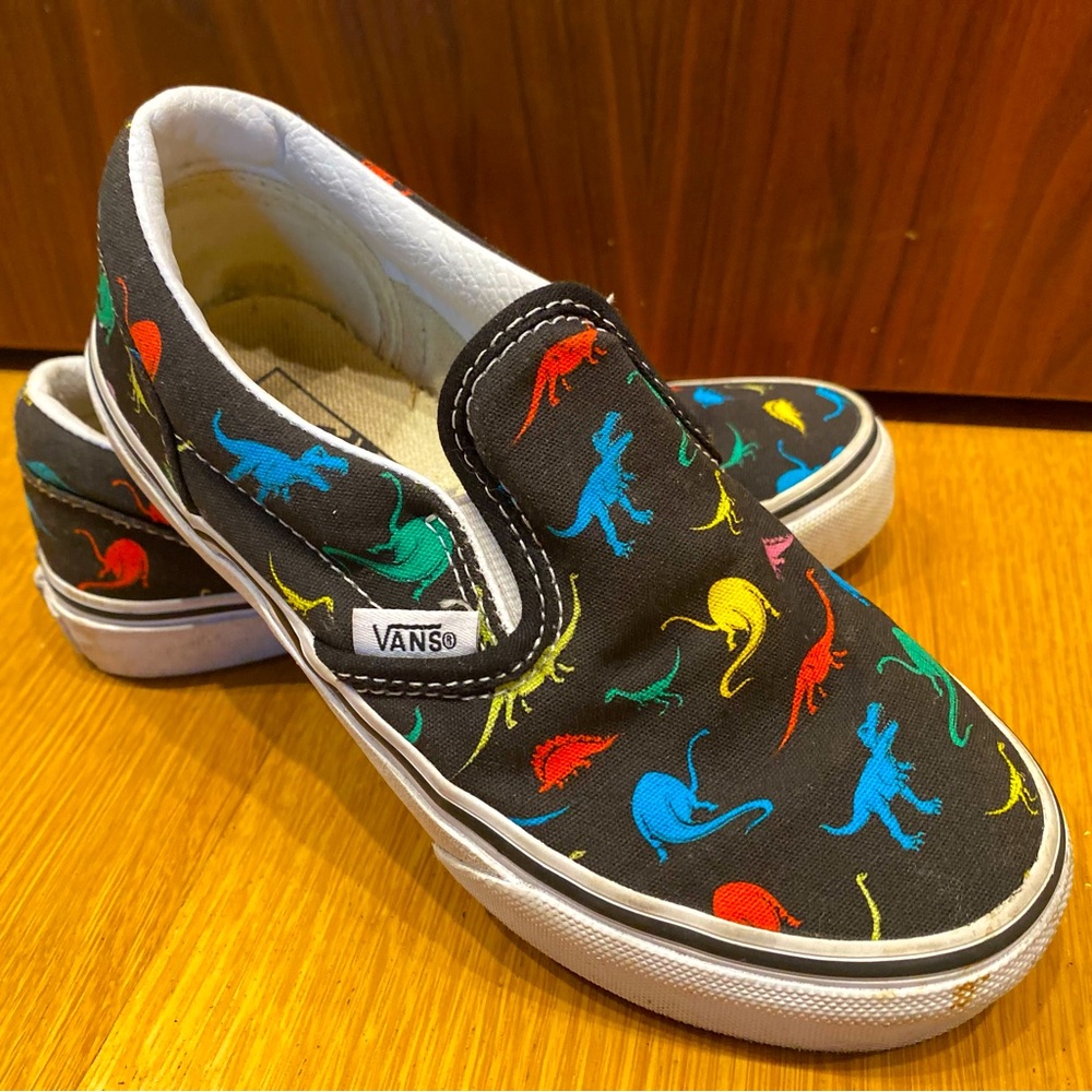 Kids dinosaur vans slip on size 13